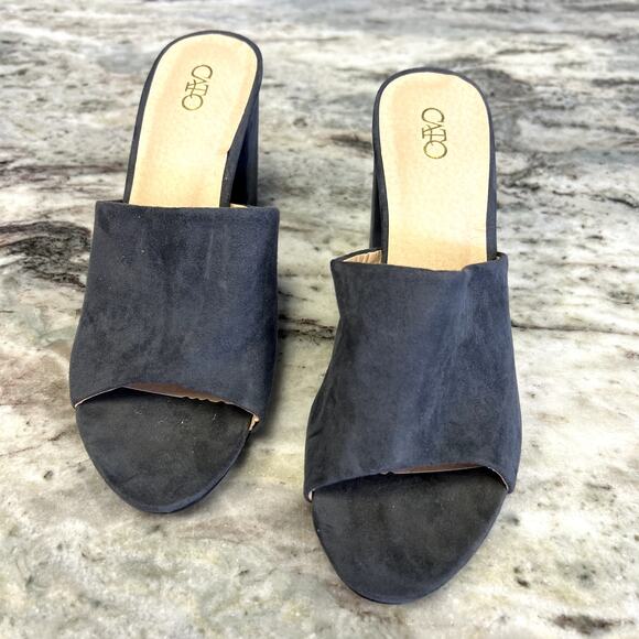 Cato Women's Gray Suede Platform Block Open Toe Heels Size 8 - Picture 2 of 6